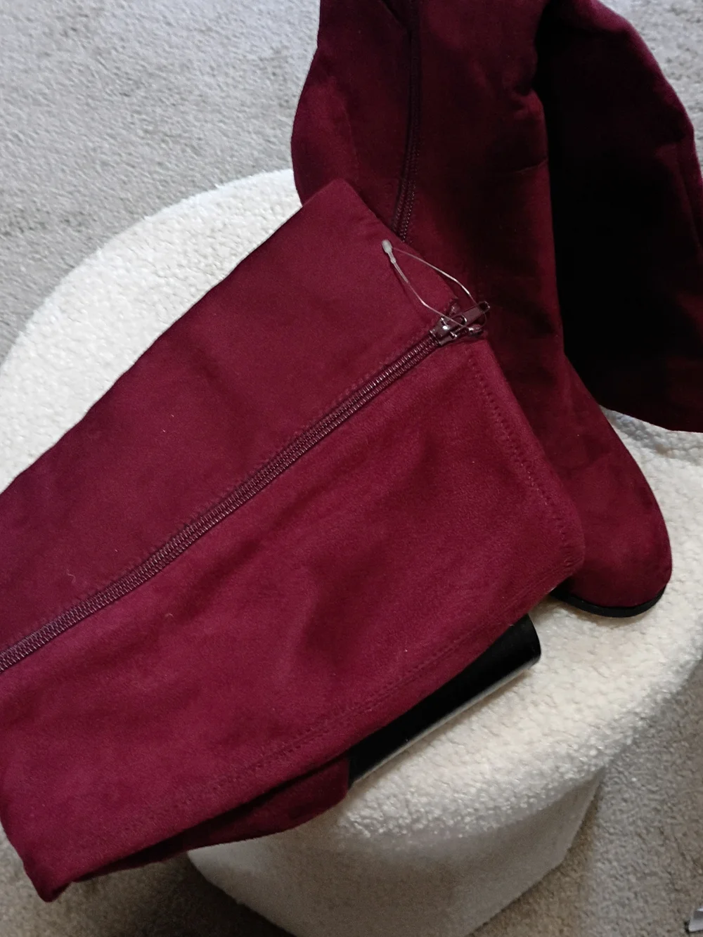 Style & Co. Over-The-Knee Boots in Burgundy Stretchable Faux Suede 11M